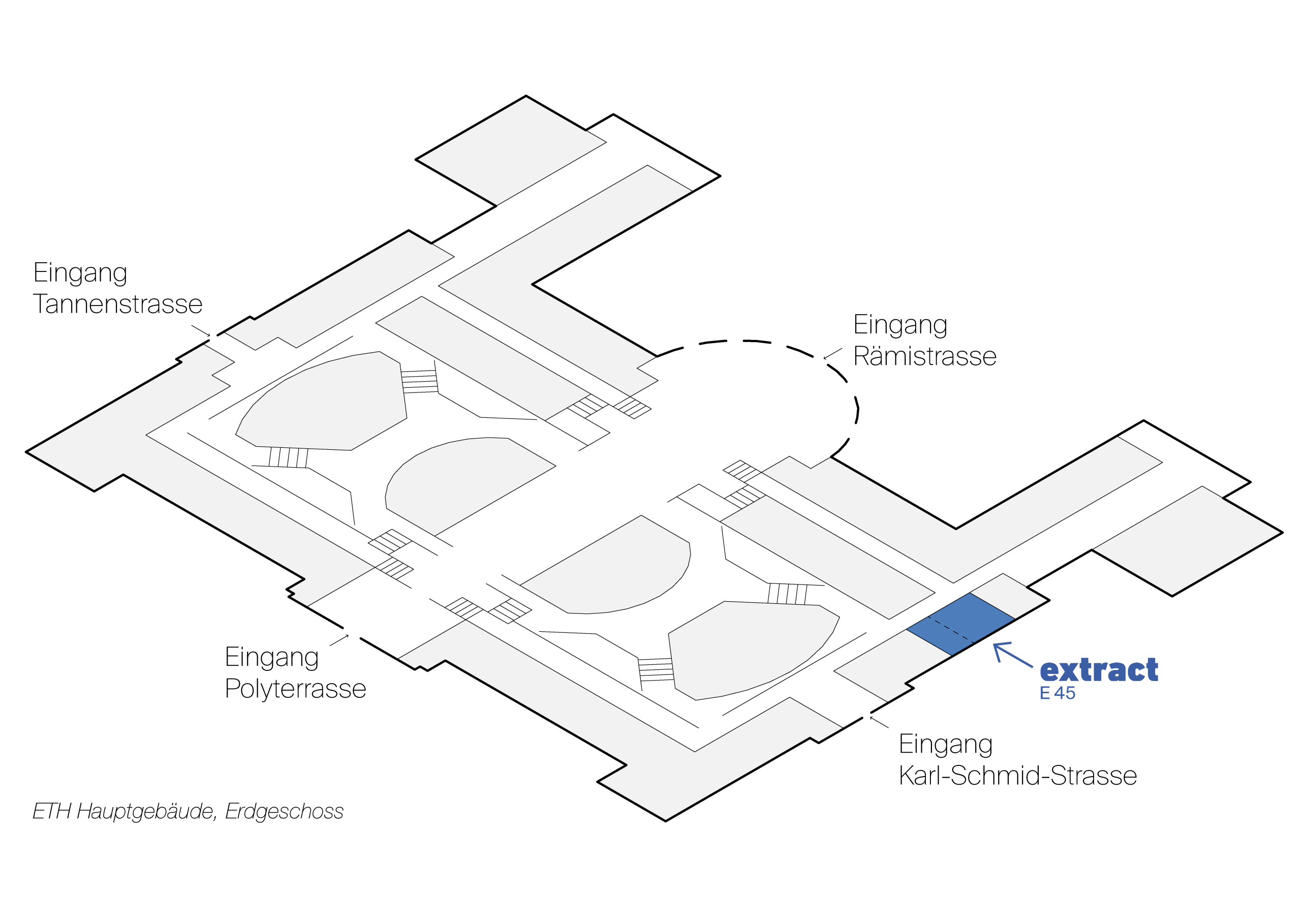 Vergrösserte Ansicht: Lageplan von extract im Hauptgebäude der ETH Zürich